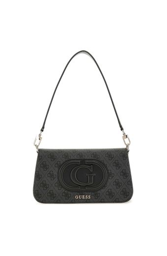 Γυναικεία τσάντα ώμου/χιαστί GUESS HWESG951320 COAL LOGO BLACK ECO MIETTA γκρι