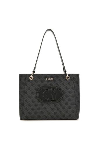 Γυναικεία τσάντα χειρός/ώμου GUESS HWESG951325 COAL LOGO ECO MIETTA γκρι