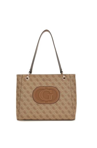 Γυναικεία τσάντα χειρός/ώμου GUESS HWESG951325 LATTE LOGO ECO MIETTA μπεζ