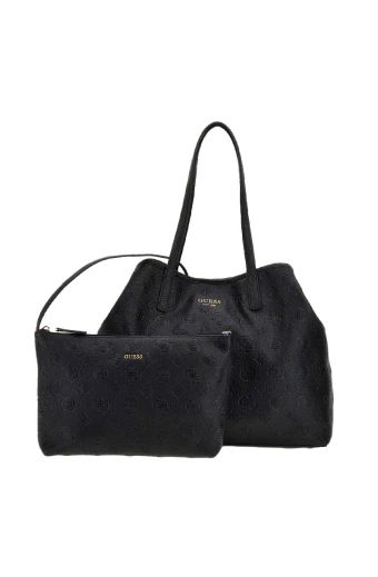 Γυναικεία τσάντα shopper GUESS HWPG931829 BLACK LOGO VIKKY II μαύρο