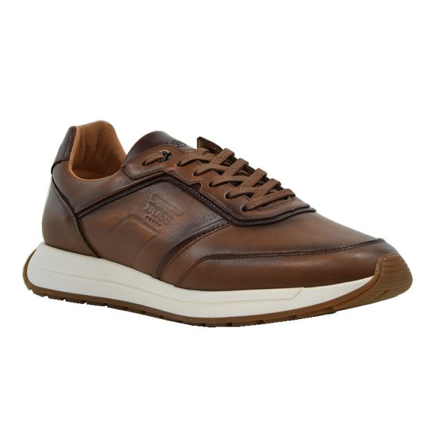 Ανδρικά sneakers BOSS AB230 COGNAC CONTADOR ταμπά δέρμα