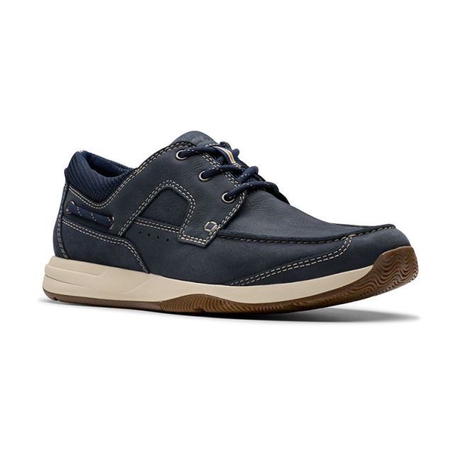 Ανδρικά παπούτσια Clarks Sailview Lace 26176972 μπλε δέρμα nubuk