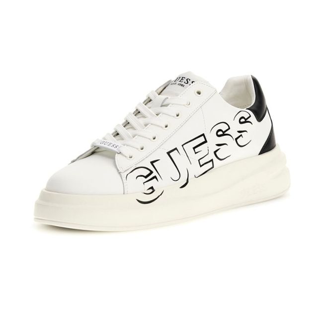 Ανδρικά sneakers GUESS FMPELBSUE12-WHIBK ELBA λευκό δέρμα