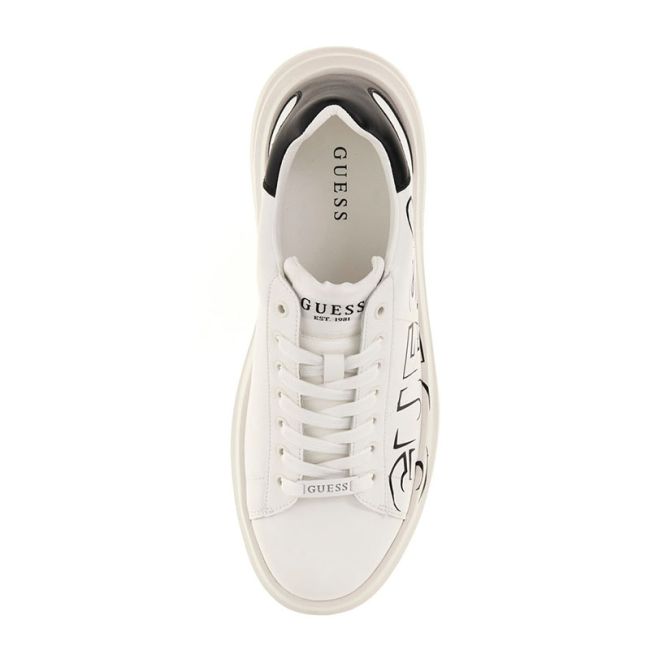 Ανδρικά sneakers GUESS FMPELBSUE12-WHIBK ELBA λευκό δέρμα