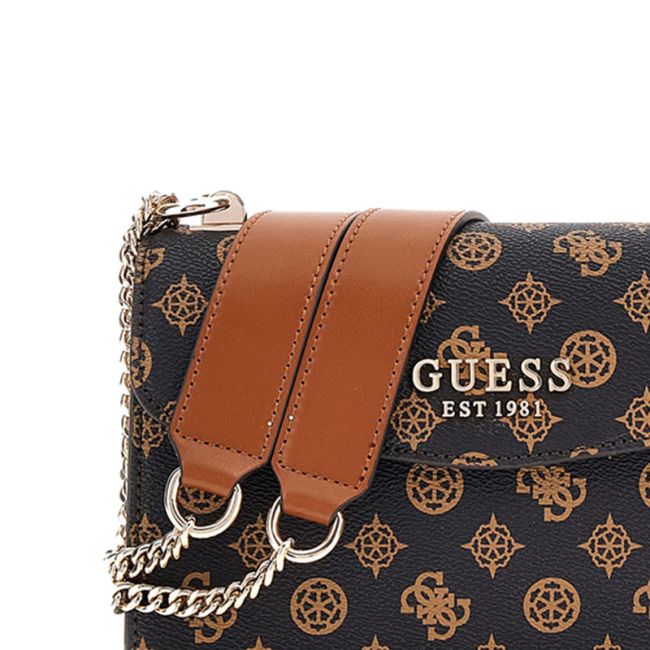 Γυναικεία τσάντα ώμου GUESS HWPC935321 MOCHA LOGO MULTI EVELUNE καφέ