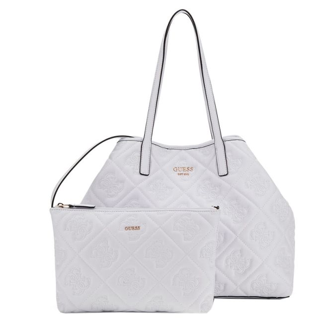 Γυναικεία τσάντα shopper GUESS HWQM931829 WHITE LOGO VIKKY II λευκό