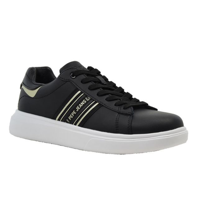 Ανδρικά Sneakers Pepe Jeans PMS00023 999 EATON STREET M 999BLACK μαύρο δέρμα