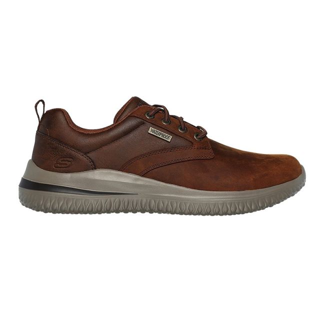 Ανδρικά sneakers SKECHERS 210661/CDB DELSON 3.0-GLAVINE DARK BROWN καφέ δέρμα nubuck