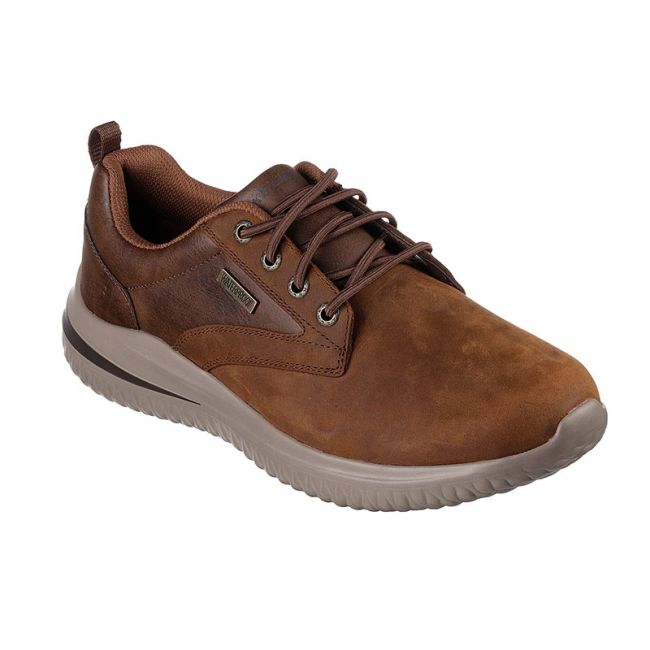 Ανδρικά sneakers SKECHERS 210661/CDB DELSON 3.0-GLAVINE DARK BROWN καφέ δέρμα nubuck