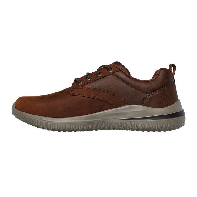 Ανδρικά sneakers SKECHERS 210661/CDB DELSON 3.0-GLAVINE DARK BROWN καφέ δέρμα nubuck