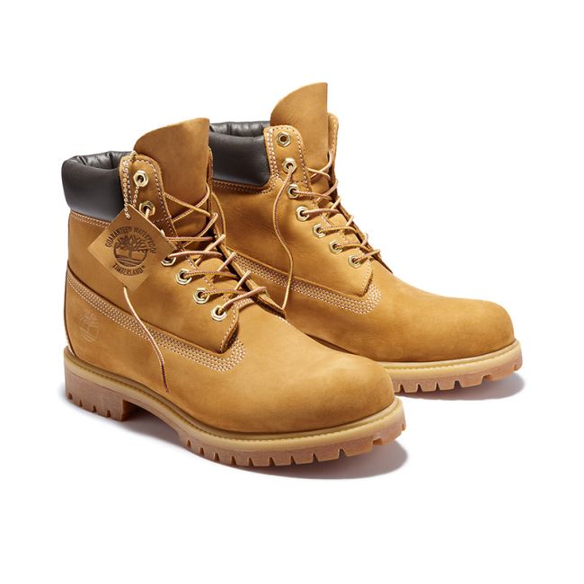 Ανδρικά αρβυλάκια Timberland TB1100617131 PREMIOUM 6 IN LACE WATERPROOF WHEAT κίτρινο δέρμα nubuk