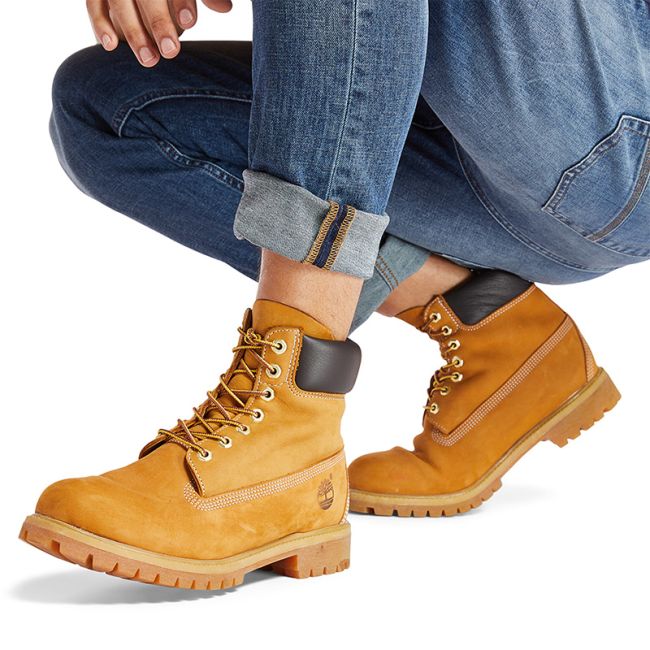 Ανδρικά αρβυλάκια Timberland TB1100617131 PREMIOUM 6 IN LACE WATERPROOF WHEAT κίτρινο δέρμα nubuk