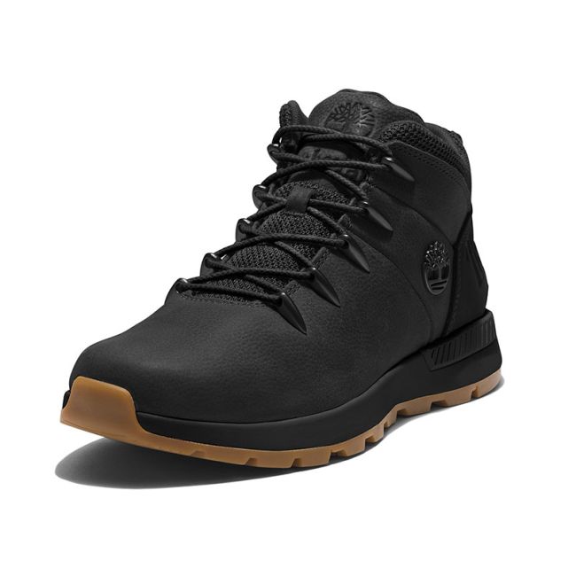 Ανδρικά μποτάκια Timberland TB0A2PB4015 SPRINT TREKKER MID LACE SNEAKER JET BLACK μαύρο δέρμα nubuk