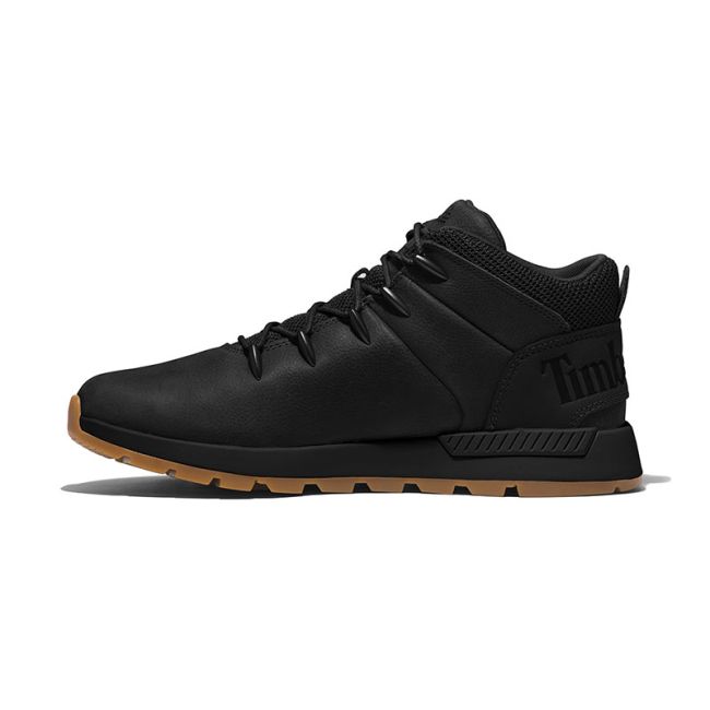 Ανδρικά μποτάκια Timberland TB0A2PB4015 SPRINT TREKKER MID LACE SNEAKER JET BLACK μαύρο δέρμα nubuk