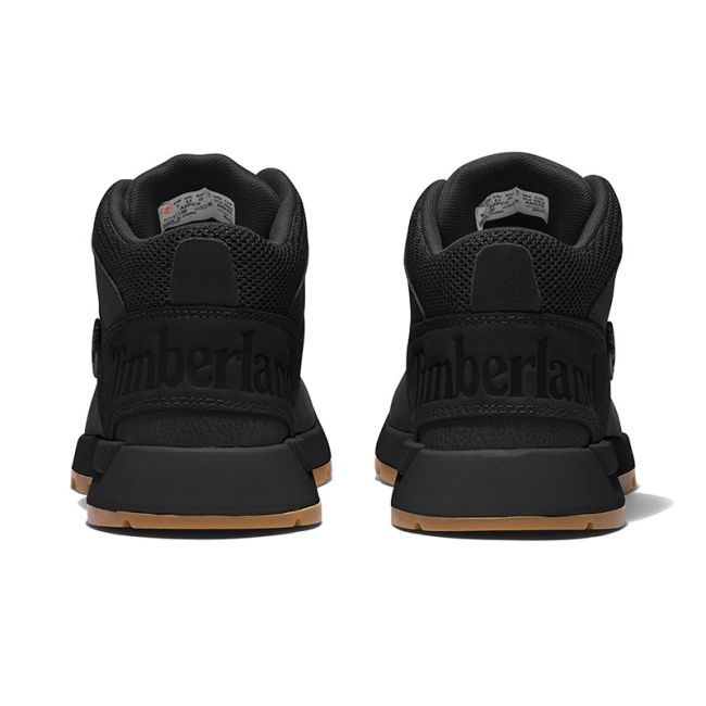 Ανδρικά μποτάκια Timberland TB0A2PB4015 SPRINT TREKKER MID LACE SNEAKER JET BLACK μαύρο δέρμα nubuk