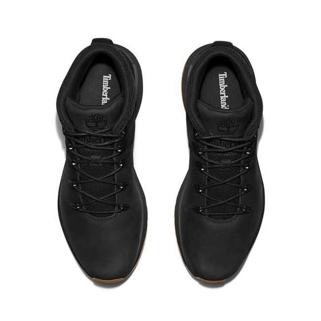 Ανδρικά μποτάκια Timberland TB0A2PB4015 SPRINT TREKKER MID LACE SNEAKER JET BLACK μαύρο δέρμα nubuk