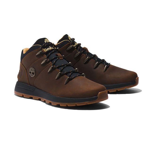 Ανδρικά μποτάκια Timberland TB0A67TG9431 SPRINT TREKKER MID LACE SNEAKER CATHAY SPICE καφέ δέρμα nubuk