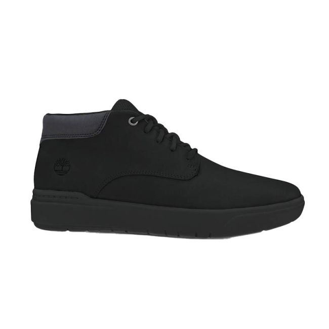 Ανδρικά μποτάκια Timberland TB0A5S5M SENECA BAY MID LACE SNEAKER JET BLACK μαύρο δέρμα nubuk