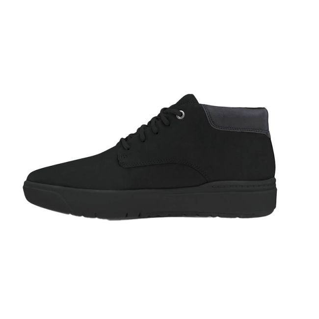 Ανδρικά μποτάκια Timberland TB0A5S5M SENECA BAY MID LACE SNEAKER JET BLACK μαύρο δέρμα nubuk