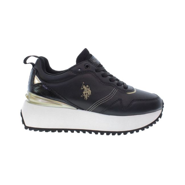 Γυναικεία sneakers U.S.POLO ASSN BAYLE002-BLK GOL01 PU SYNTH. LEATHER-MESH μαύρο