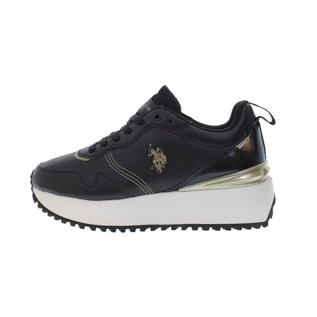 Γυναικεία sneakers U.S.POLO ASSN BAYLE002-BLK GOL01 PU SYNTH. LEATHER-MESH μαύρο