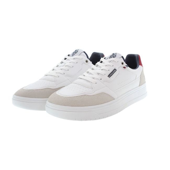 Ανδρικά sneakers U.S.POLO ASSN KOSMO006-BWR PU SYNTH. NUBUCK-PU SYNTH. SUEDE λευκό