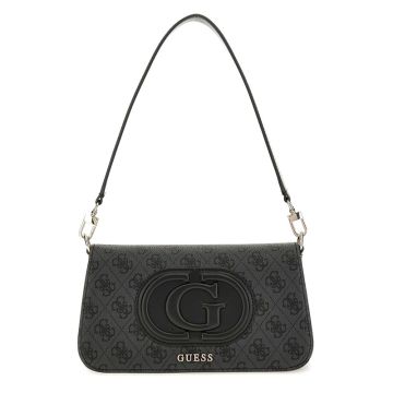 Γυναικεία τσάντα ώμου/χιαστί GUESS HWESG951320 COAL LOGO BLACK ECO MIETTA γκρι