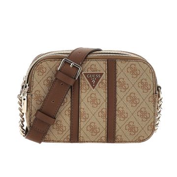 Γυναικεία τσάντα ώμου/χιαστί GUESS HWSG90014 LATTE LOGO/BROWN NOREEN μπεζ