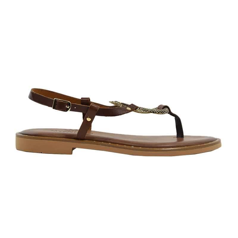 Myconian Greek Γυναικεία σανδάλια Myconian Greek Sandals 2282 ταμπά δέρμα