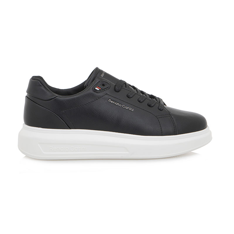 Renato Garini Ανδρικά sneakers Renato Garini 651 MARCELLO-615 TOTAL BLACK/WHITE OUTSOLE μαύρο λευκό